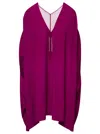 Rick Owens 'babel' Fuchsia Kaftan With Plunging Neckline And Mesh Panelling In Acetate Woman