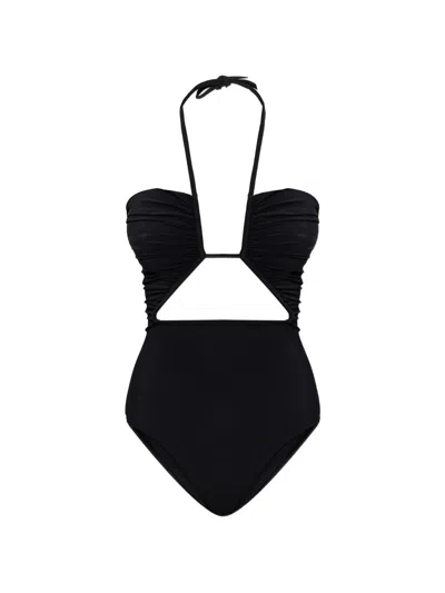 Rick Owens Back Self-tie Cut-out Chest Bodysuit In Nero