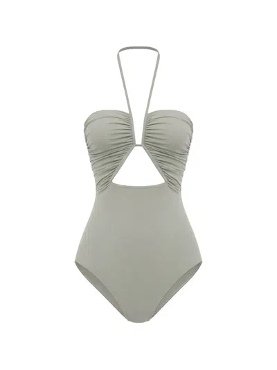 Rick Owens Back Self-tie Chest Cut-out Top In Gray