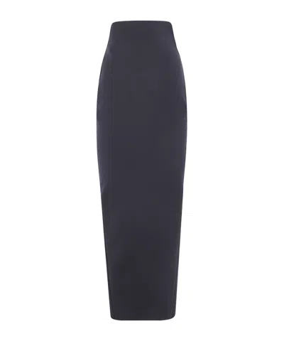 Rick Owens Back Slit Midi Skirt In Blue