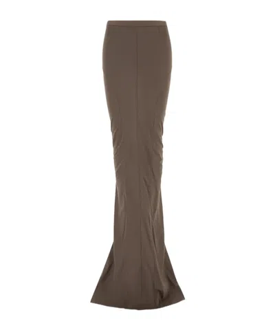 Rick Owens Back Slit Skirt In Beige