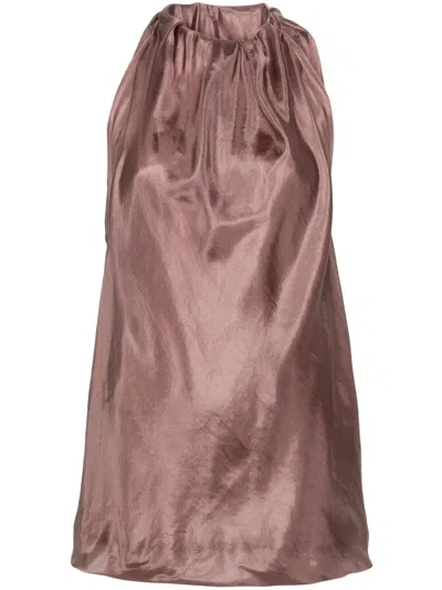Rick Owens Bag Gathered-detail Silk Blouse In 粉色