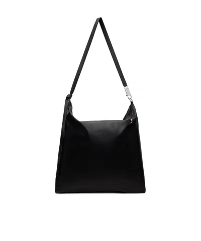 Rick Owens Balloon Logo Embossed Satchel In Black