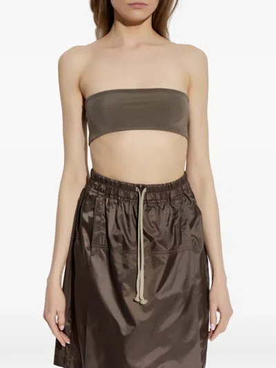 Rick Owens Stretch-jersey Bandeau Top In Brown