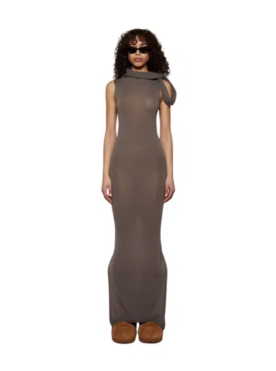 Rick Owens Banded T Dress Dust In Grey