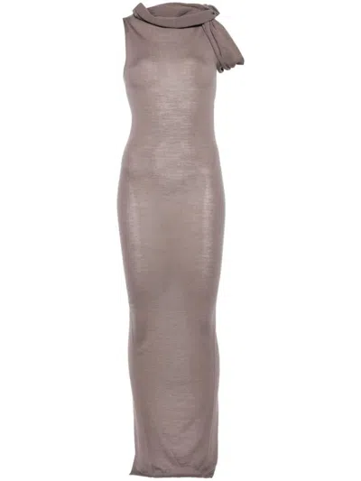 RICK OWENS RICK OWENS BANDED T WOOL LONG DRESS