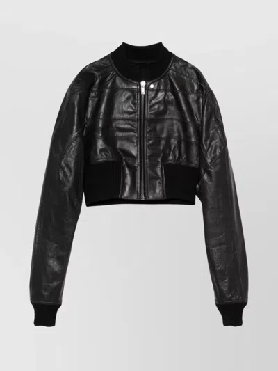 Rick Owens Baseball Collar Bomber Jacket In Black
