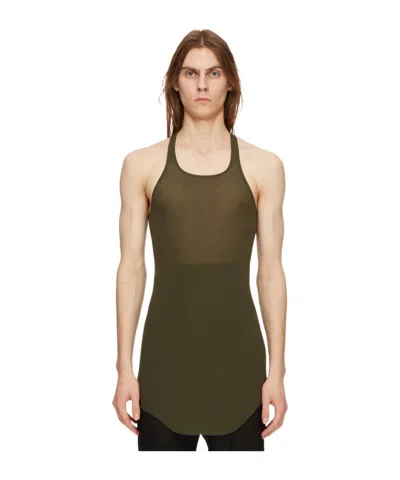 Rick Owens Basic Fine-ribbed Tank Top In Green