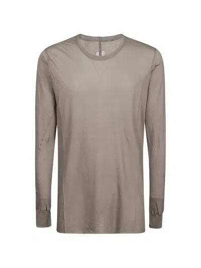 Rick Owens Basic Long-sleeve Cotton T-shirt In Gray