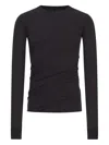 Rick Owens Long-sleeve Draped T-shirt In Black