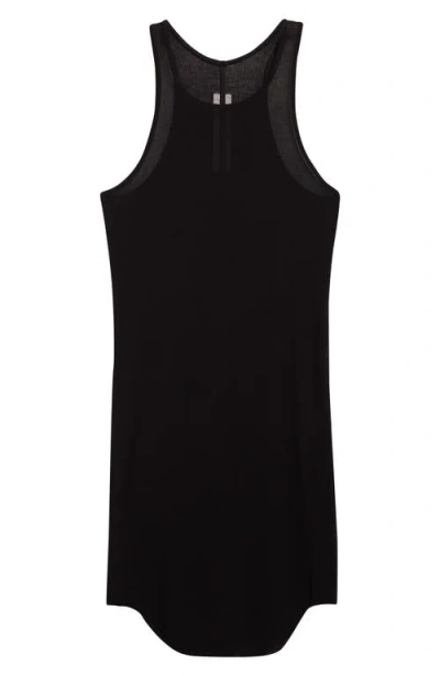 Rick Owens Basic Longline Cotton Rib Tank In Black