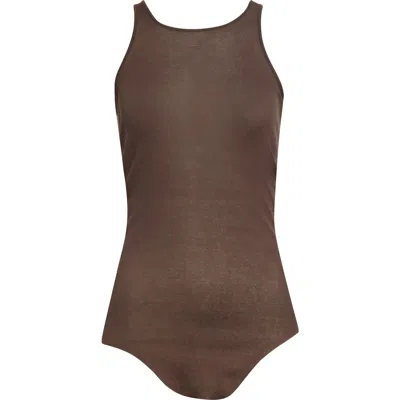 Rick Owens Basic Rib Cotton Tank In Brown