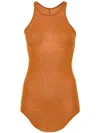 Rick Owens Basic Rib Ribbed Tank Top In Orange