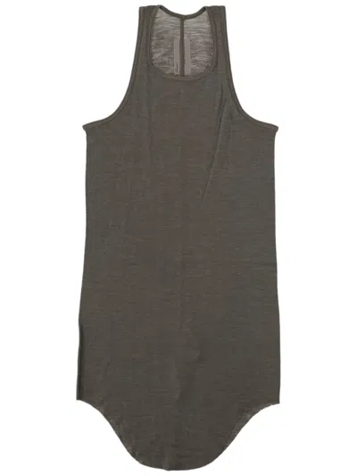 Rick Owens Basic Rib Scoop Neck Ribbed Wool-silk Tank Top In Green