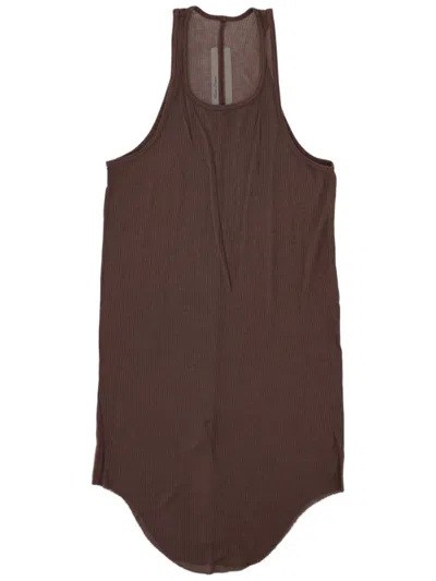 Rick Owens Basic Rib Scoop Neck Viscose-blend Tank Top In Brown