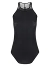 Rick Owens Black Ribbed Tank Top With Curved Hem In Viscose And Silk Blend Woman In Black