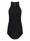 Rick Owens Black Ribbed Tank Top With Curved Hem In Viscose And Silk Blend Woman In Black
