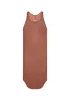Rick Owens Basic Rib Tank Top In Brown