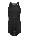 Rick Owens Black Tank Top With Curved Hem In Cotton Man In Black