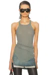 Rick Owens Basic Rib Tank Top In Blue