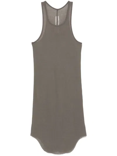 Rick Owens Basic Rib Tank Top In Brown