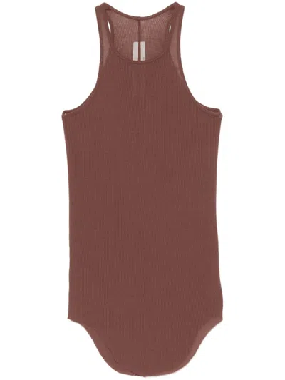 Rick Owens Basic Rib Tank Top In Brown