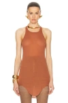 Rick Owens Basic Rib Ribbed Tank Top In Henna