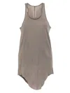 Rick Owens Tank Top With Curved Hem And Racerback Design In Grey