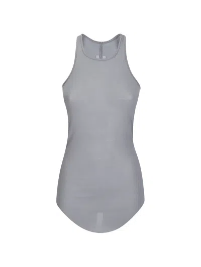 Rick Owens Basic Ribbed-knit Tank Top In Gray