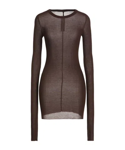 Rick Owens Basic Solid-color Long-sleeve T-shirt In Chocolate Brown