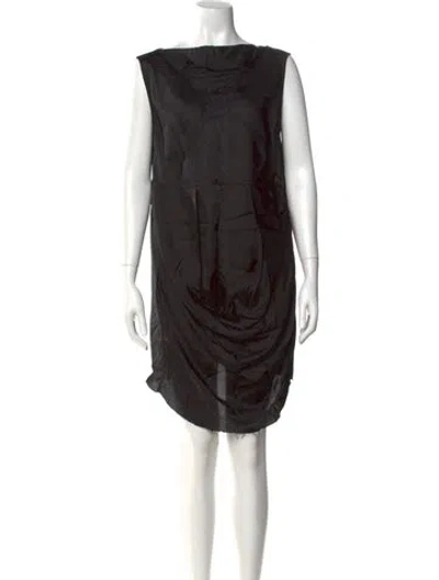 Pre-owned Rick Owens Bateau Neckline Knee-length Dress In Black