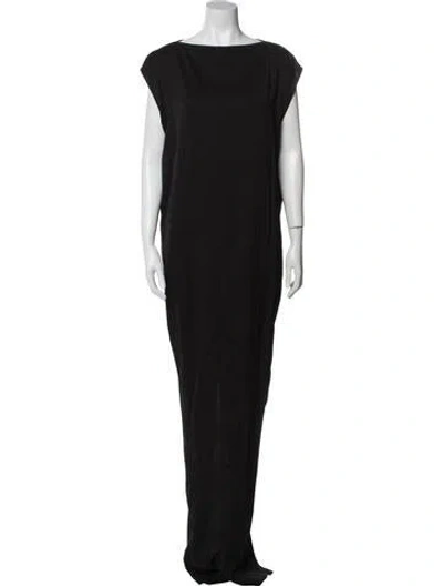 Pre-owned Rick Owens Bateau Neckline Long Dress In Black