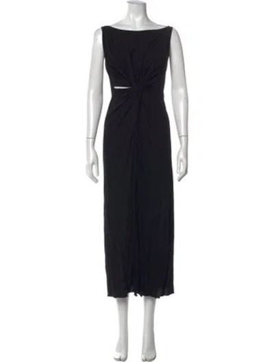 Pre-owned Rick Owens Bateau Neckline Long Dress In Black