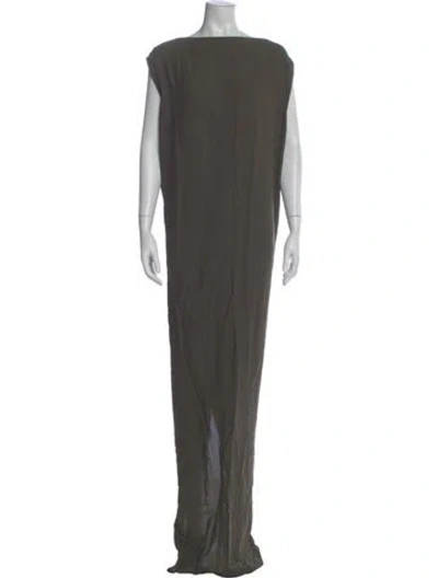 Pre-owned Rick Owens Bateau Neckline Long Dress In Gray
