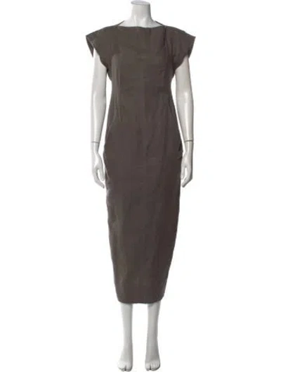 Pre-owned Rick Owens Bateau Neckline Long Dress In Gray