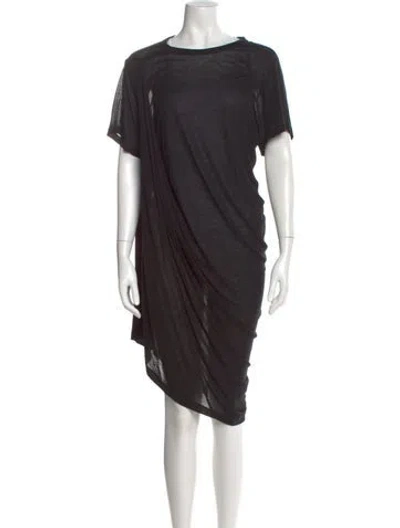 Pre-owned Rick Owens Bateau Neckline Midi Length Dress In Black