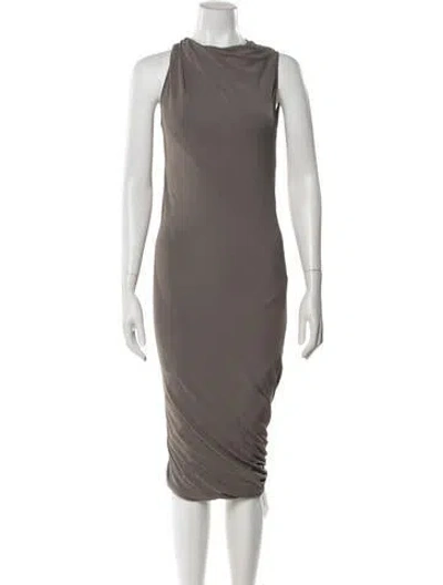Pre-owned Rick Owens Bateau Neckline Midi Length Dress In Gray