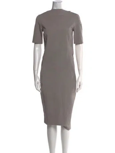 Pre-owned Rick Owens Bateau Neckline Midi Length Dress W/ Tags In Gray