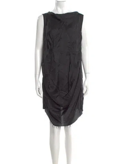 Pre-owned Rick Owens Bateau Neckline Mini Dress In Black