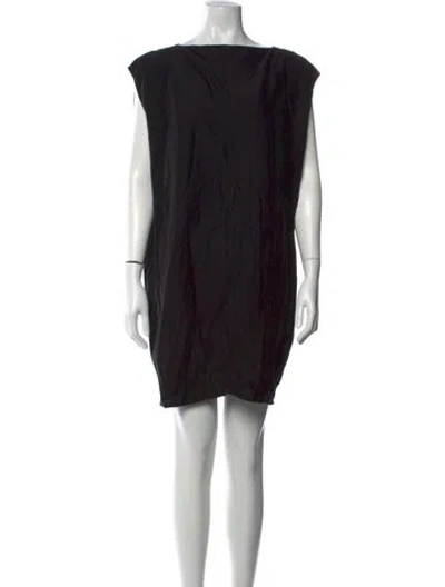 Pre-owned Rick Owens Bateau Neckline Mini Dress In Black