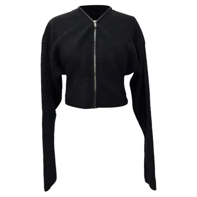 Rick Owens Batwing Klaus Zip Cardigan In Black Alpaca Wool