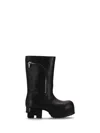 Rick Owens Black Solid Round Toe Boots In Black