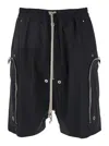 Rick Owens Bauhaus Organic Cotton Bermuda Shorts With Leather Details In Black