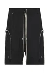 Rick Owens Bauhaus Organic Cotton Bermuda Shorts With Leather Details In Black