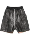Rick Owens Black Porterville Bauhaus Bela Leather Shorts In Black