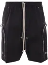 Rick Owens Bauhaus Organic Cotton Bermuda Shorts With Leather Details In Black