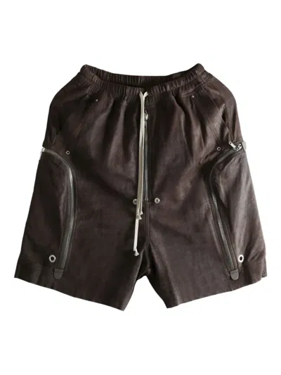 Rick Owens Bauhaus Bela Zip-pocket Drawstring Shorts In Brown