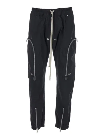 RICK OWENS 'BAUHAUS' BLACK PANTS WITH ELASTIC WAIST IN COTTON STRETCH MAN