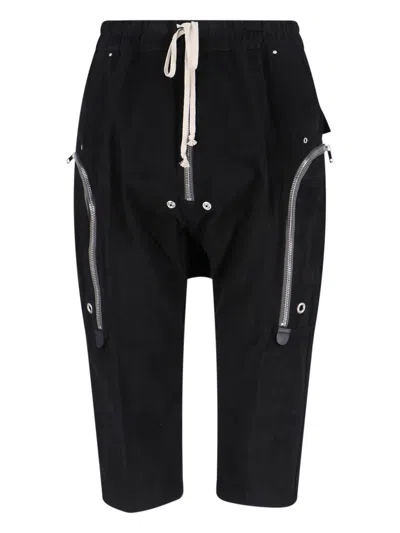 Rick Owens Trousers Stretch Cotton Elastic Waistband In Black
