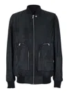 Rick Owens 'bauhaus Flight' Black Bomber Jacket With Zipped Pockets On The Front In Leather Man In Black